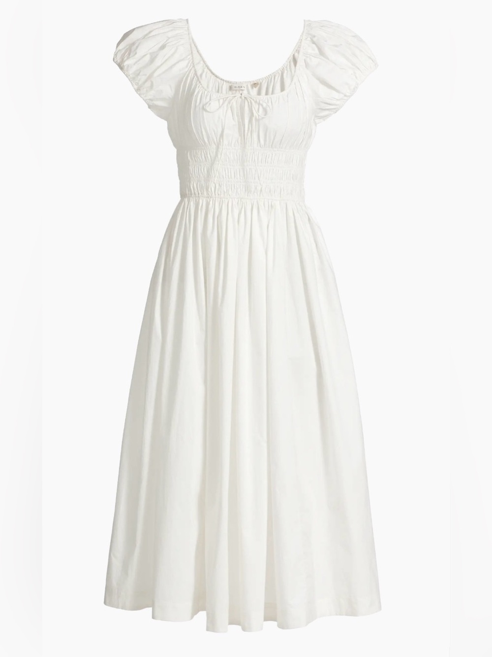 Doen Quinn White Smocked Dress with Puff Sleeves